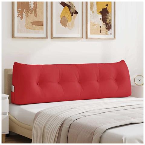 Cuscino per Schiena Rosso 160 x 24 x 50 cm Tessuto - Foto 2