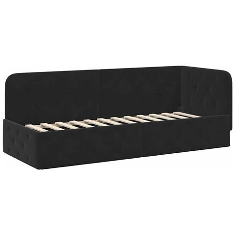 Cornice del letto ad angolo Nero 80 x 200 cm Velluto - Foto 1