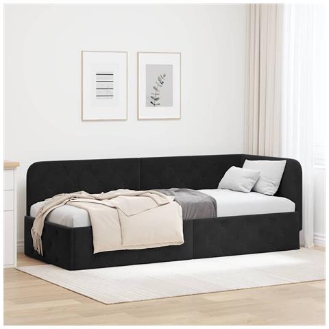 Cornice del letto ad angolo Nero 80 x 200 cm Velluto - Foto 2