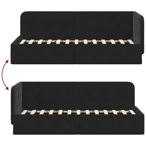 Cornice del letto ad angolo Nero 80 x 200 cm Velluto - Foto 9