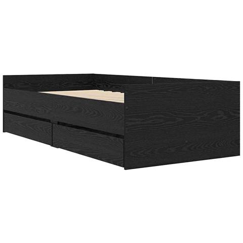 Struttura del letto Rovere Nero 90 x 190 cm Pino massello - Foto 1