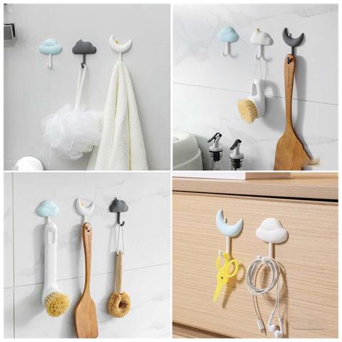 Set Di 3 Ganci Autoadesivi Da Parete - Resistenti, Impermeabili E Facili Da Installare Grey - Foto 2