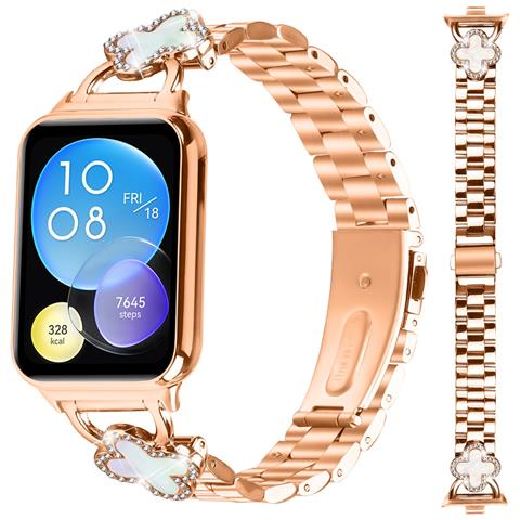 Cinturino In Acciaio Inossidabile A Quadrifoglio Compatibile Con Xiaomi 8 Pro / 9 Pro E Redmi Watch 4/5 - Oro Rosa - Foto 1