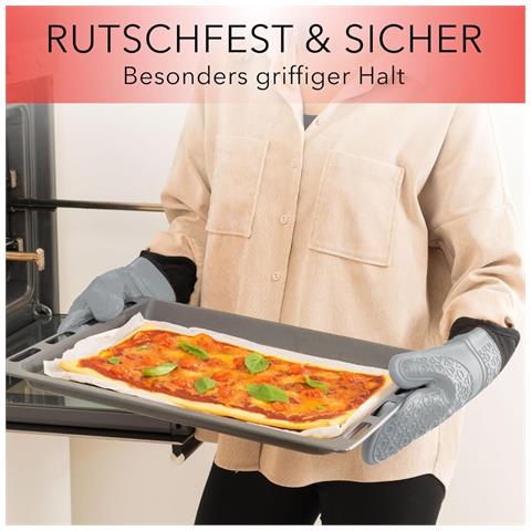Set Di Protezioni Termiche In Silicone A Quadri Grigi - Include 2 Guanti E 2 Presine - Foto 5