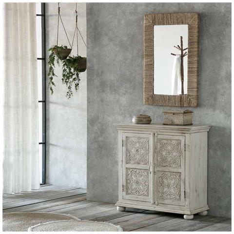 Mobile Da Ingresso In Legno Intagliato Artigianale, 90x40x90h Cm - Foto 2