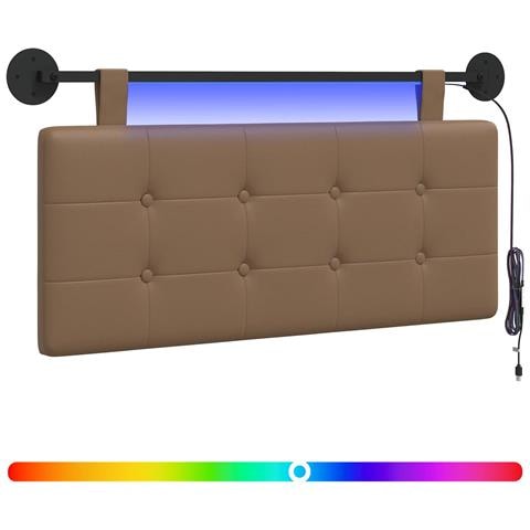 Testiera sospesa Con luce LED Cappuccino Similpelle - Foto 1