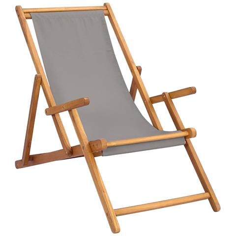 Sedia da spiaggia Grigio Chiaro Legno di teak solido - Foto 1