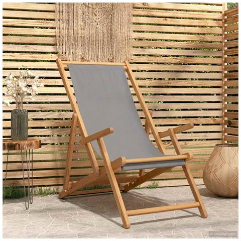 Sedia da spiaggia Grigio Chiaro Legno di teak solido - Foto 2