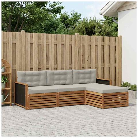 Set di divani da esterno 4 pcs Naturale e Grigio Chiaro - Foto 2