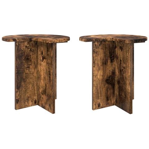 Tavolo laterale 2 pcs Rovere Fumo Ø 39 x 38 cm - Foto 1