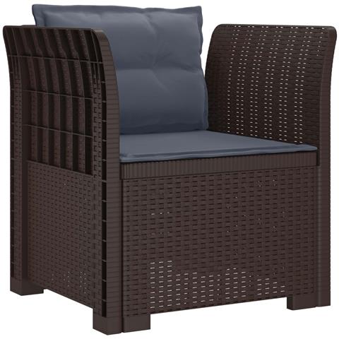 Poltrona a 1 Posto con Cuscini Aspetto Rattan PP Marrone - Foto 1