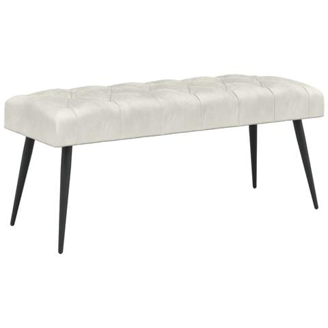 Panchina con bottoni imbottiti Crema 110 x 40 x 46 cm Velluto - Foto 1