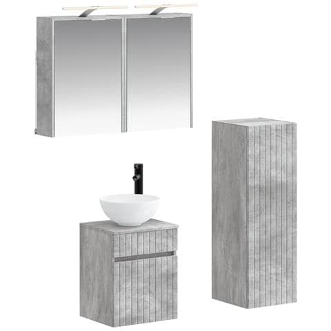 Set di mobili per il bagno 4 pcs Grigio Cemento - Foto 1