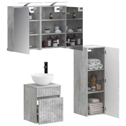 Set di mobili per il bagno 4 pcs Grigio Cemento - Foto 2