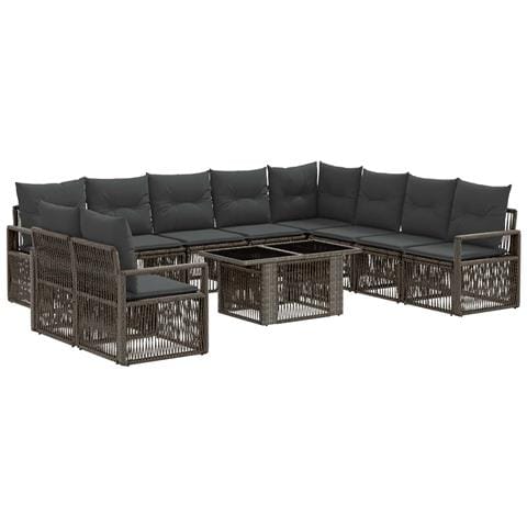 Set Divano da Giardino 11 pz Grigio e Grigio Scuro polyrattan - Foto 1