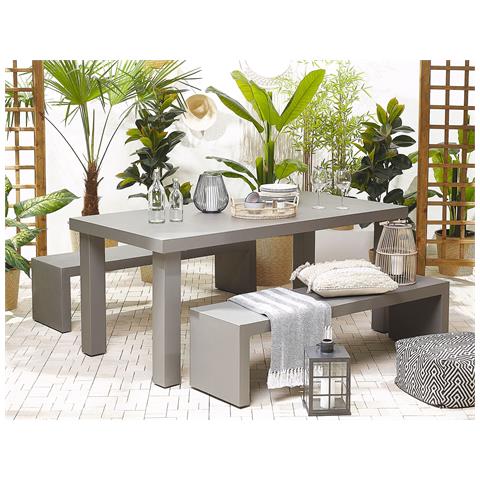 Set Da Giardino In Cemento Grigio Tavolo Con 2 Panche Ad U Taranto - Foto 16