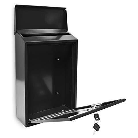 Design Mailbox Letterbox Metallo 4 Colori 3 Finestre Di Visualizzazione 25x40 Cm Posta Sicura Nero - Foto 2