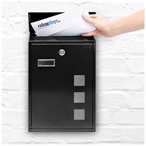 Design Mailbox Letterbox Metallo 4 Colori 3 Finestre Di Visualizzazione 25x40 Cm Posta Sicura Nero - Foto 4
