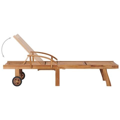 Sdraio 2 pz con Tavolo e Cuscino Verde Brillante Massello Teak - Foto 8