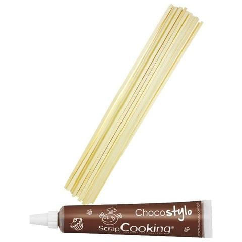 100 Bastoncini Per Zucchero Filato + Penna Alimentare Al Cioccolato - Foto 1