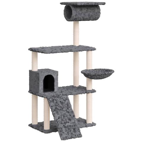 Albero Per Gatti Con Tiragraffi In Sisal Grigio Scuro 131 Cm - Foto 1