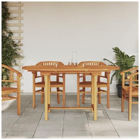 Tavolo Giardino Estensibile 110-160x80x75cm Legno Massello Teak - Foto 1