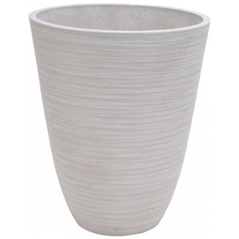 Vaso Da Giardino Tondo Grande In Fibra Sintetica Diametro 39x46 Cm Petunia - White - Foto 1