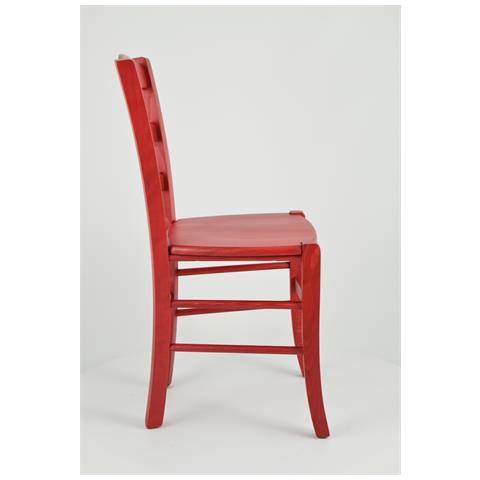 Set 4 Sedie Modello Savoie Per Cucina Bar E Sala Da Pranzo, Robusta Struttura E Seduta In Legno Di Faggio Color Anilina Rossa - Foto 4