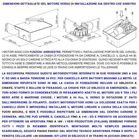 Motore Elettrico 24 Vdc In Alluminio Pressofuso Ingranaggi In Metallo Under Ricambio Per Cassa Fondazione Con Sblocco - Foto 2
