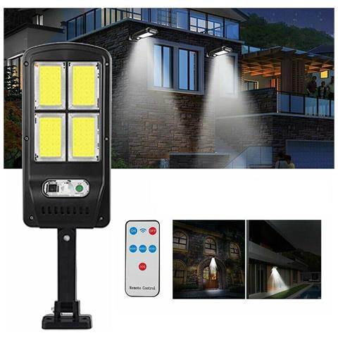 Faro Lampione Stradale Pannello Solare Fotovoltaico Sensore 4 Led Cob Te-b0537 - Foto 1