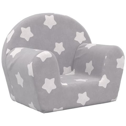 Divano Per Bambini Grigio Chiaro Con Stelle In Morbido Peluche - Foto 2