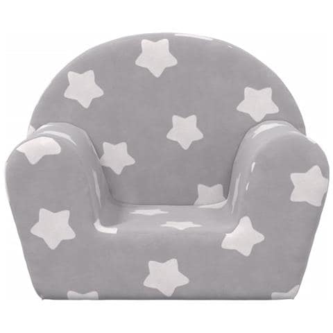 Divano Per Bambini Grigio Chiaro Con Stelle In Morbido Peluche - Foto 3