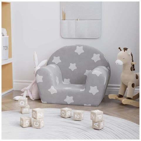 Divano Per Bambini Grigio Chiaro Con Stelle In Morbido Peluche - Foto 1