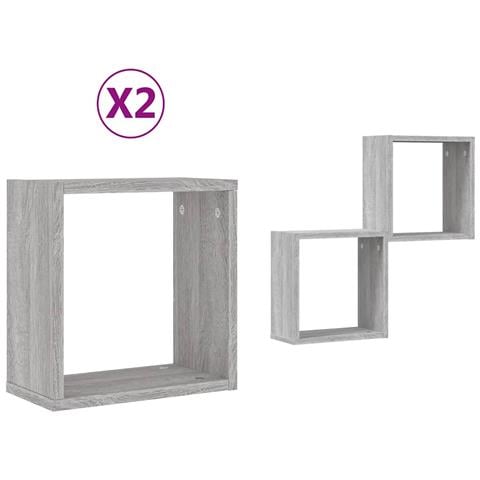 Mensole Parete A Cubo 2 Pz Grigio Sonoma 30x15x30 Cm - Foto 2