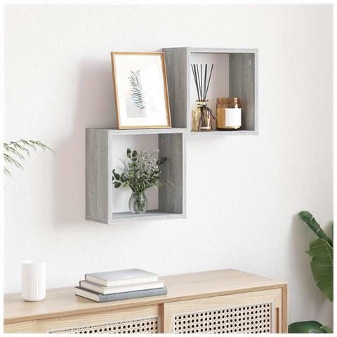 Mensole Parete A Cubo 2 Pz Grigio Sonoma 30x15x30 Cm - Foto 3