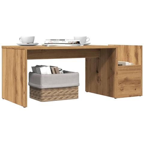 Tavolino Da Salotto Rovere Artigianale 90x45x35cm In Truciolato - Foto 3