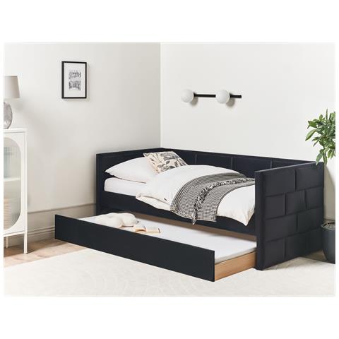 Letto Estraibile Velluto Chavonne 90 X 200 Cm Nero - Foto 1