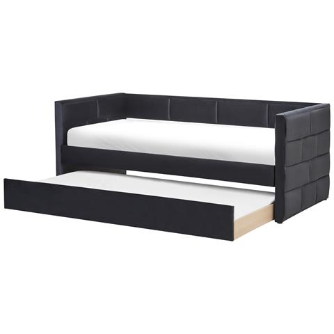 Letto Estraibile Velluto Chavonne 90 X 200 Cm Nero - Foto 2