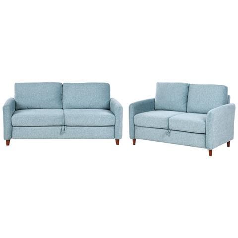 Set Da Salotto 5 Posti Mare Tessuto Blu Con Contenitore - Foto 2