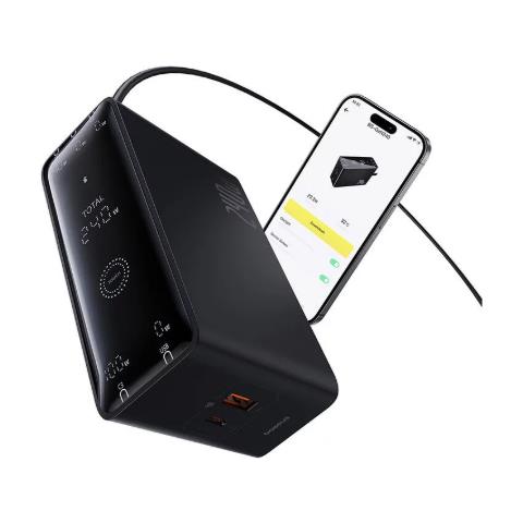 Caricabatterie Baseus Digital Charger GaN, 3x USB-C + USB + DC, 240W + Cavo 1m (Nero) - Foto 3