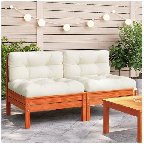 Lusso Casadino - Divano Giardino Senza Braccioli Cuscini 2pz Marrone Cera Pino - Foto 8