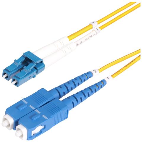 Cavo in fibra ottica duplex monomodale OS2 da LC a SC (UPC) da 25 m, 9/125µm, 100G, Insensibile alla piegatura, Bassa perdita di inserzione, Cavo patch in fibra LSZH - Foto 1
