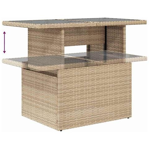 Set Divano Giardino da 8 Pezzi con Cuscini Beige Rattan Poliestere, Divano Giardino da 2 Posti con Cuscini Beige Rattan Poliestere - Foto 9