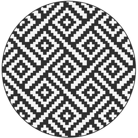 Tappeto da Esterni ARAKIL Bianco e Nero Ø200 cm in PP - Foto 1