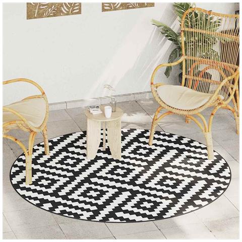 Tappeto da Esterni ARAKIL Bianco e Nero Ø200 cm in PP - Foto 2