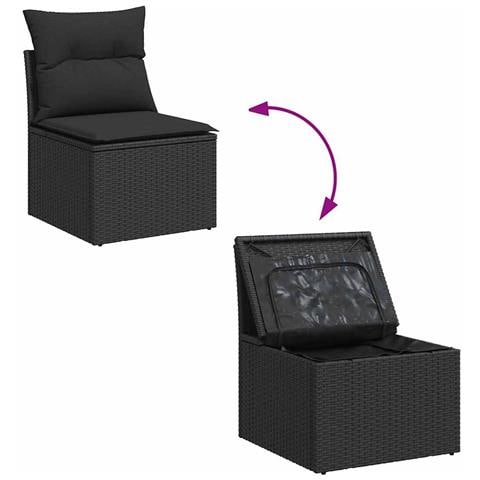 Set Divani da Giardino con Cuscini 8 pz Nero in Polyrattan - Foto 9