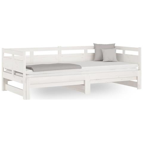 Lusso Casadino -  Dormeuse Estraibile Bianca Legno Massello Di Pino 2x(80x200) Cm - Foto 1