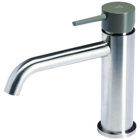 Rubinetto Miscelatore Per Lavabo In Acciaio Inox Tubico Colorado Senza Scarico Con Maniglia Colorata T20011 Antracite - Foto 1