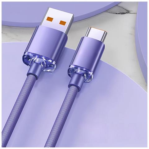 Doppio Cavo Usb Type-c A Ricarica Rapida 120w Con Spegnimento Automatico, 6a, 480mbps, Compatibile Con Huawei, Samsung, Apple, Garmin Purple 2 Metri - Foto 6