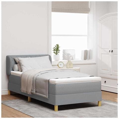 Letto a molle con materasso crema 90x200 cm Grigio chiaro - Foto 2